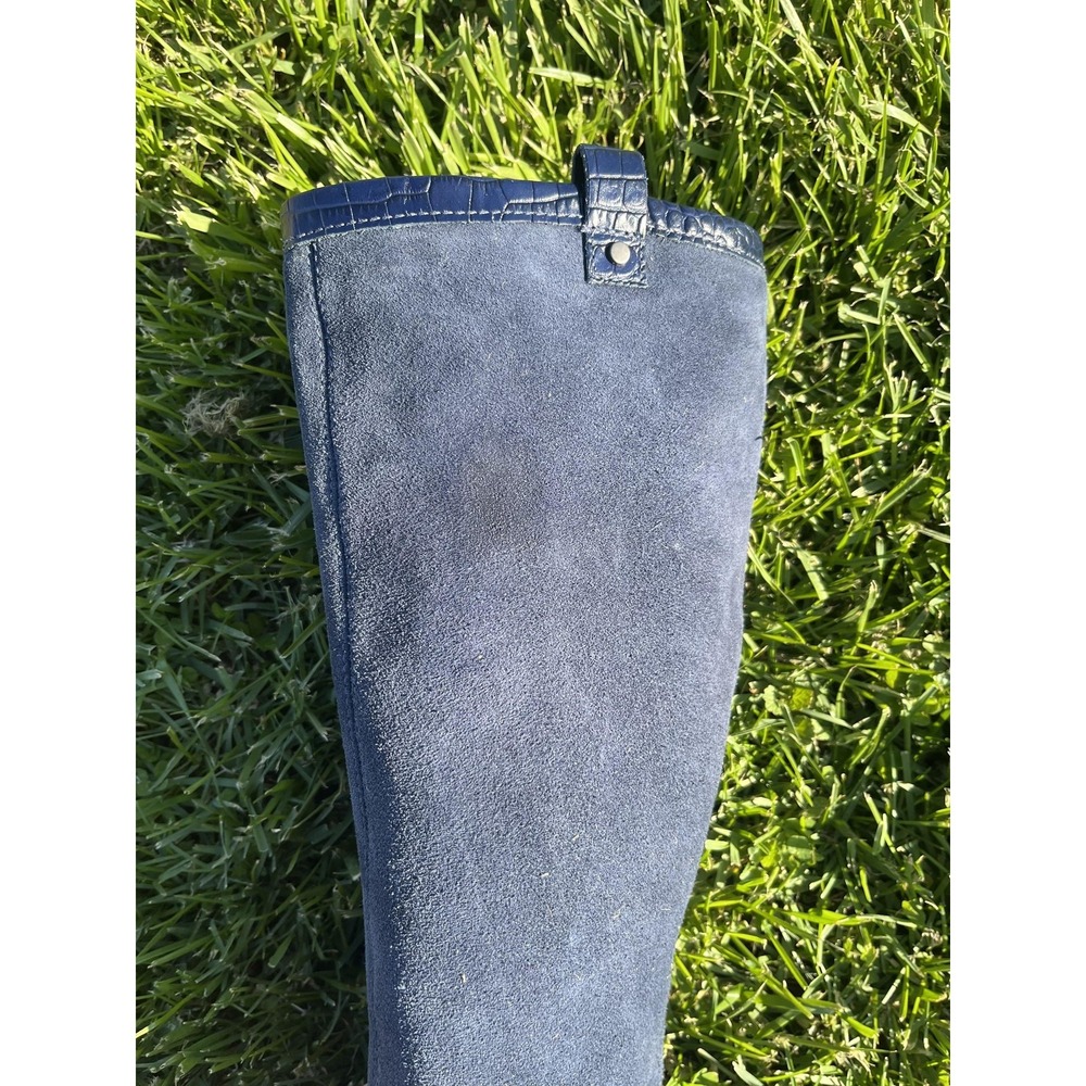 UGG Boots Womens Size 7 Blue Suede Tall Knee High Riding Block Heel 1014381 - Picture 10 of 12